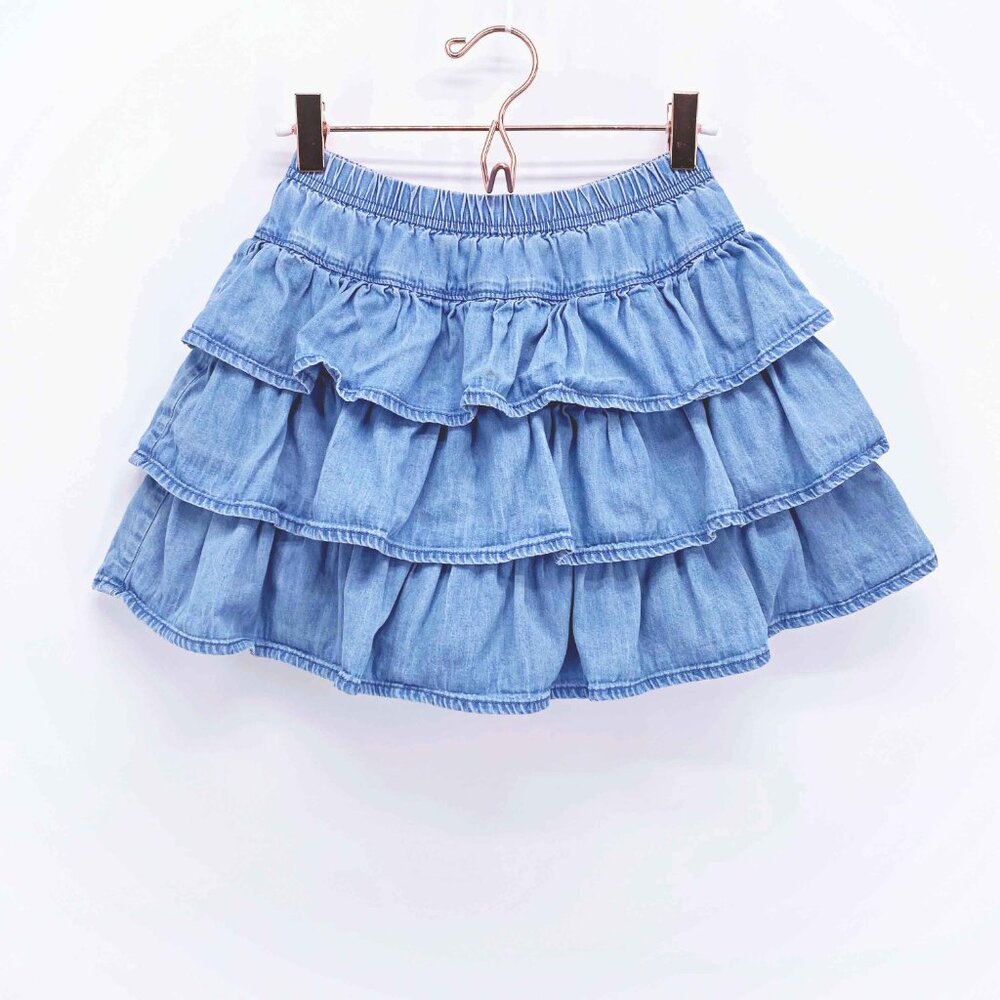 Girls'‎ Hanna Andersson Three Tiers Chambray Scooter Skirt